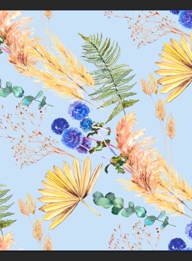 四方连续花型设计PSD TIF印花格式 素材 无分层 花朵水彩T7-75