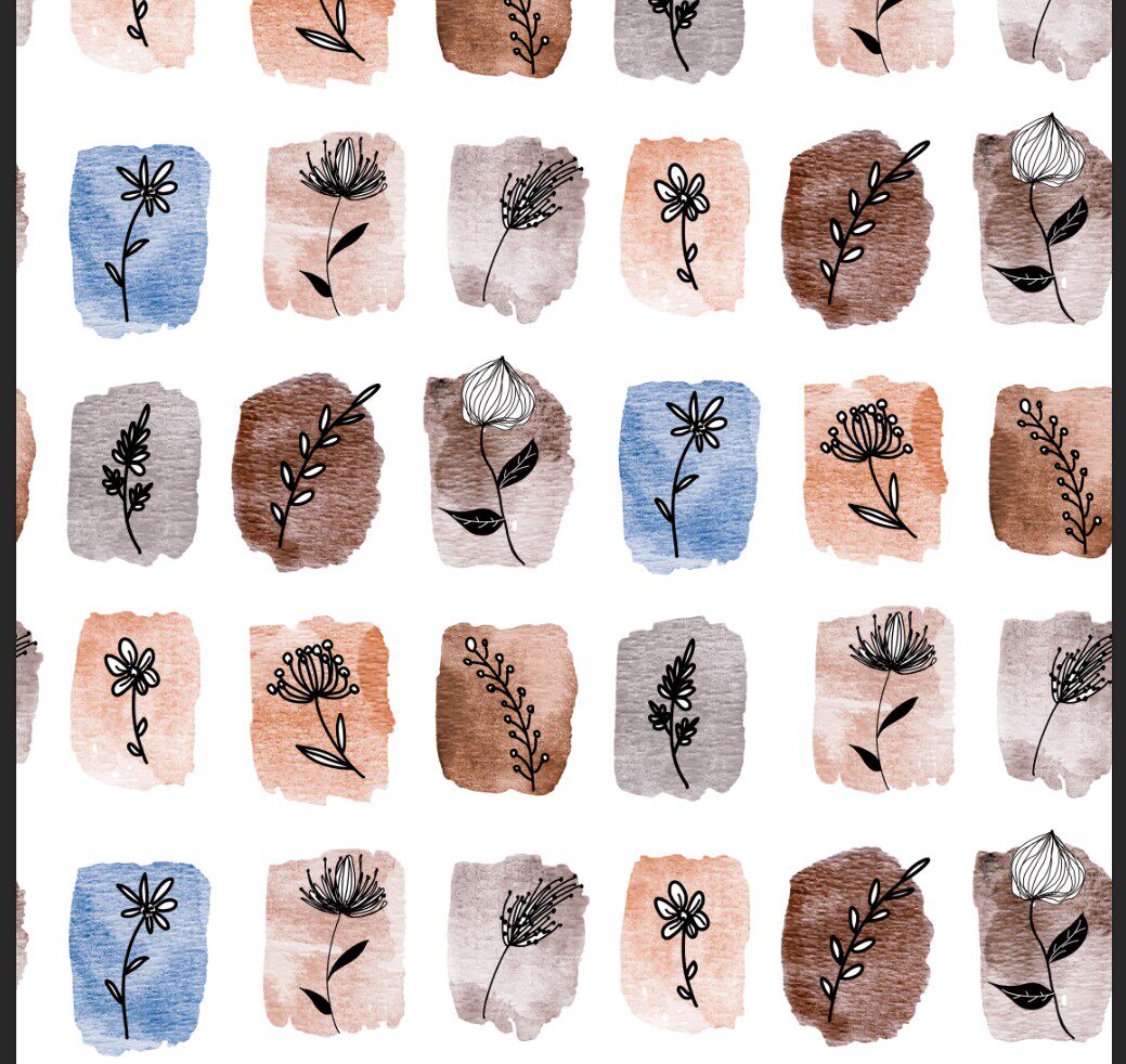 四方连续花型设计psd tif印花格式 素材 水彩手绘花朵t2-32