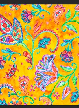 四方连续花型设计PSD TIF印花格式 素材  手绘佩斯利T5-64