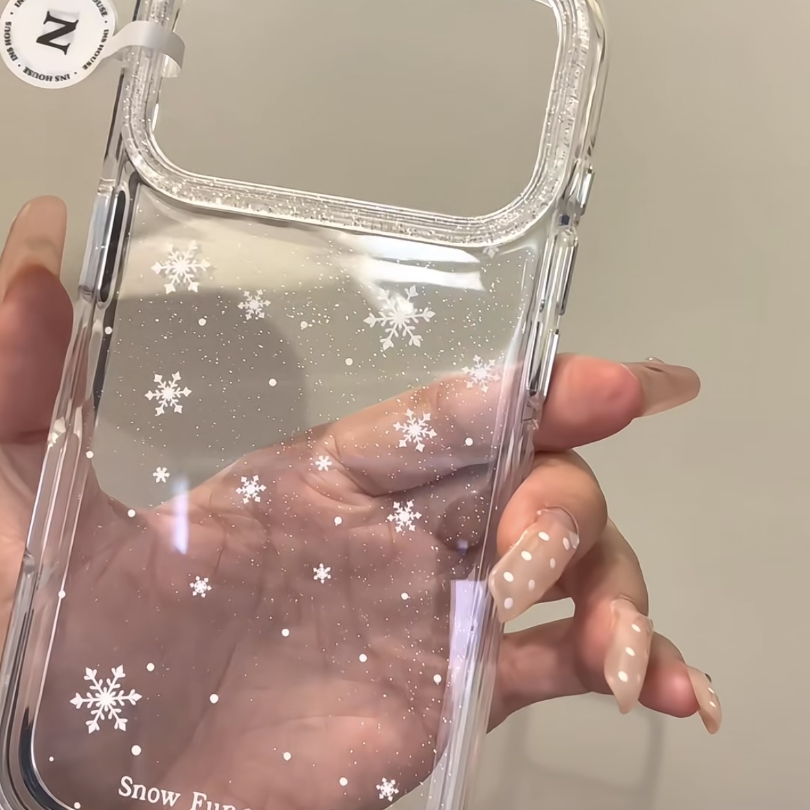 ins闪粉满屏雪花圆边双层适用苹果17promax手机壳iPhone16新款保护套15 /14/13全包硅胶防摔日韩小众