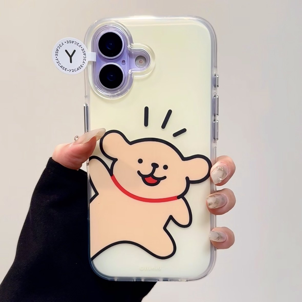 可爱黄底线条小狗圆边双层适用苹果17promax手机壳iPhone16新款保护套15 /14/13全包硅胶防摔日韩,3C数码配件,手机保护套/壳,淘宝优惠券,粉丝福利购,淘宝优惠卷