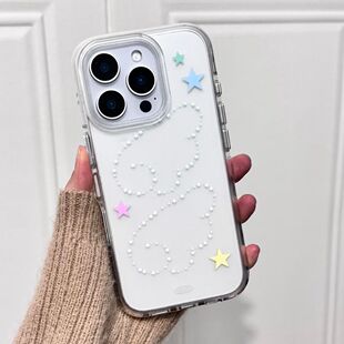 韩系星星天使翅膀磨砂圆边双层适用苹果16promax手机壳iPhone15新款 13全包硅胶防摔日韩小众 保护套14