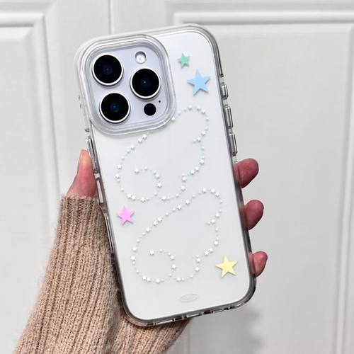 韩系星星天使翅膀磨砂圆边双层适用苹果16promax手机壳iPhone15新款保护套14/13全包硅胶防摔日韩小众