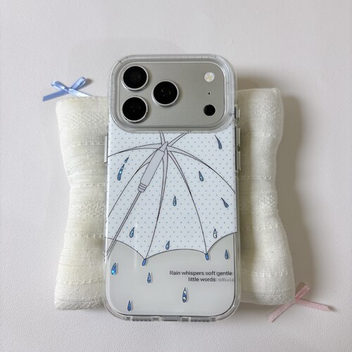 ins白色波点雨伞圆边双层适用苹果17promax手机壳iPhone16新款保护套15 /14/13全包硅胶防摔日韩