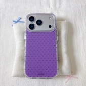 ins简约紫底满屏小波点磨砂圆边双层适用苹果17promax手机壳iPhone16新款 保护套15 13全包硅胶防摔日韩