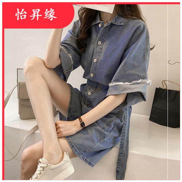 牛仔连体裤宽松女2020春夏新款韩版牛仔连体阔腿连衣短裤休闲大码|ruв категории Женская одежда, женской одежды - от Buy2taobao.com для оказания профессиональной услуги покупки агента Taobao