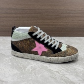 欧洲站2026新款 真皮做旧脏脏鞋 豹纹马毛高帮鞋 女休闲运动星星板鞋