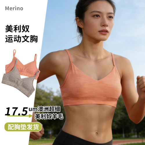 美利奴羊毛运动文胸瑜伽速干内衣