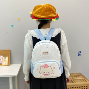 吉吉向上原创可爱波点苹果小猫休闲背包 学生可爱实用双肩背包