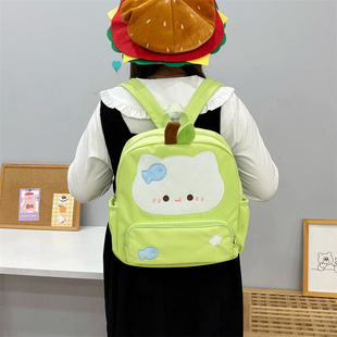 吉吉向上原创可爱青苹果小猫双肩包卡通学生出游装书大容量背包