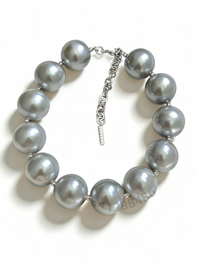 JEANs复古银灰色大珍珠项链女choker新品百搭简约气质ins港风颈圈