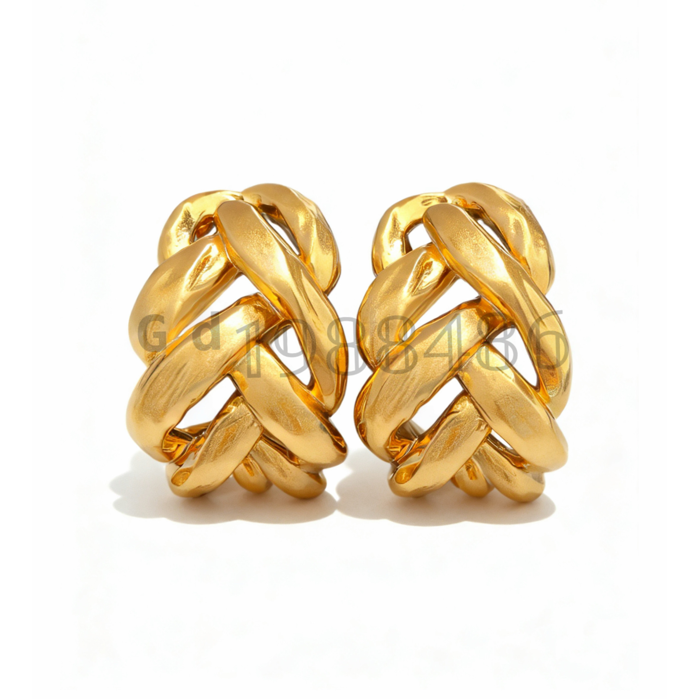 rose娜扎复古金色麻花镂空编织耳夹女新品简约ins光面大y耳钉合集