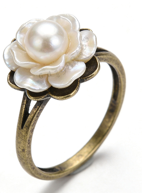 戒指合集   复古黑色花朵戒指女菱格爱心新品蝴蝶结D珍珠指环镜面