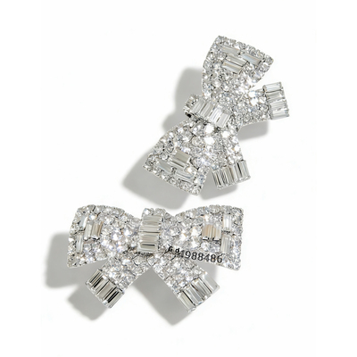 法式复古银色水钻蝴蝶结耳夹女 新品包邮百搭气质显白减龄ins风潮