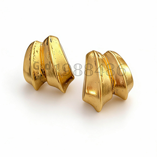 JEAN中古金色做旧不规则几何耳夹女y新品百搭简约气质ins港风耳饰