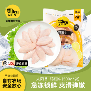 太阳谷鸡翅中新鲜冷冻 袋 烧烤食材鸡中翅生鲜炸锅可乐鸡翅500g