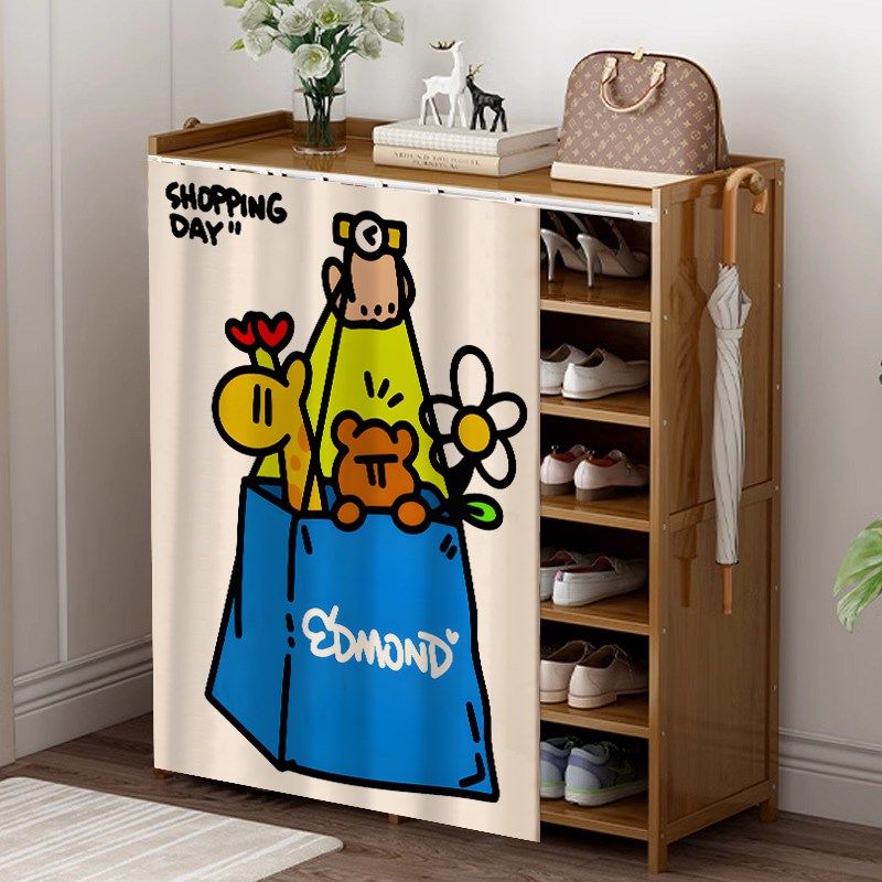 鞋柜置物遮挡帘滑轨式拉帘柜子书架货架橱柜防尘布帘杂物遮丑帘子,居家布艺,门帘,淘宝优惠券,粉丝福利购,淘宝优惠卷