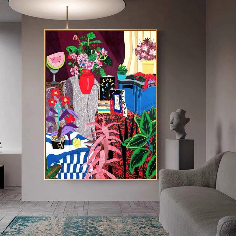 马蒂斯小众艺术抽象装饰画客厅背景墙挂画多巴胺玄关过道餐厅壁画,家居饰品,现代装饰画,淘宝优惠券,粉丝福利购,淘宝优惠卷