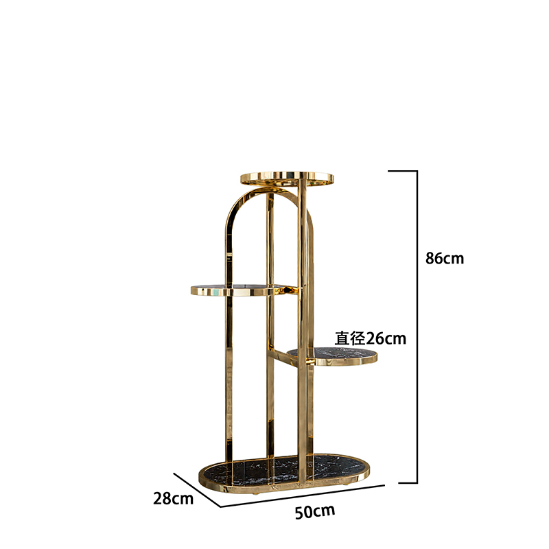 轻奢高端钛合金色304不锈钢花架多层客厅阳台落地花盆栽置物架花