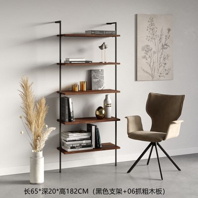 简约实木书架落地多层置物架铁艺收纳架墙上壁挂架办公室陈列书柜