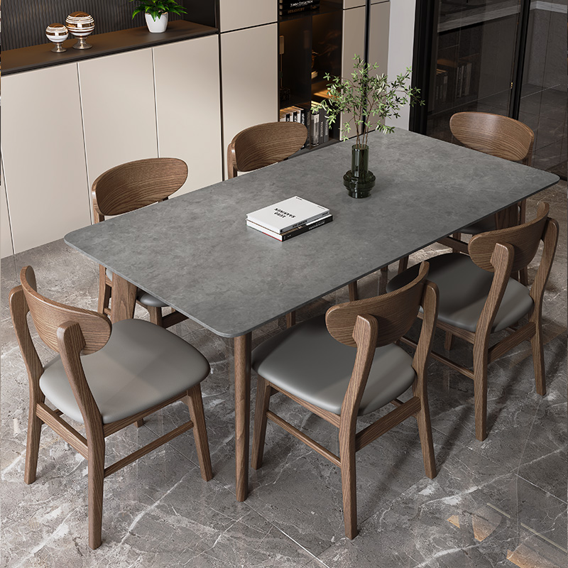 岩板餐桌椅组合现代简约轻奢家用小户型长方形意式欧式极简餐桌椅