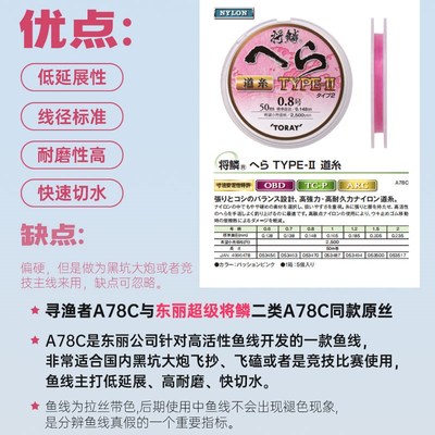 寻渔者进口原丝鱼线钓鱼子线东丽主线尤尼吉可尼龙线50米