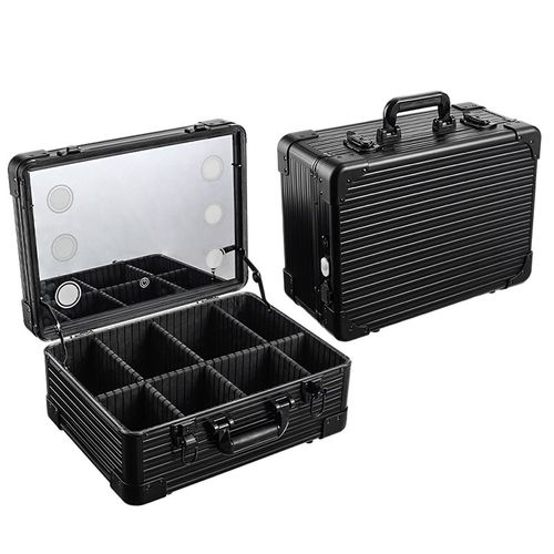 18寸带灯化妆箱专业跟妆师化妆师专用可调光带镜子新娘跟妆拉杆箱