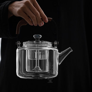 耐热玻璃大容量黑白茶蒸煮茶壶家用提梁壶煮茶炉电陶炉套装