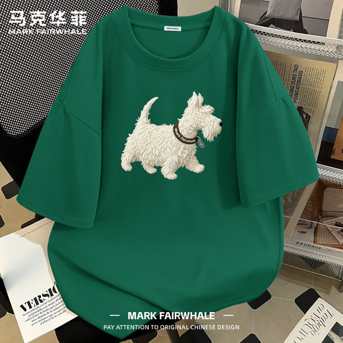 马克华菲纯棉宽松印花短袖T恤男