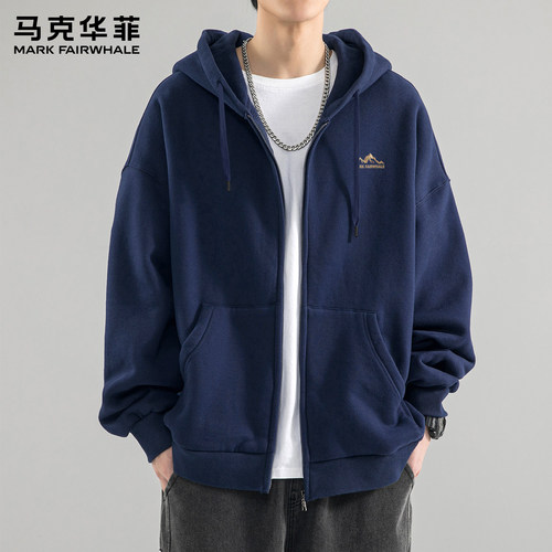 马克华菲秋季连帽开衫卫衣外套男