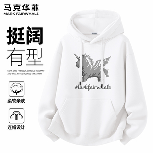 马克华菲2026新款连帽独角兽印花卫衣男款宽松落肩袖潮牌上衣百搭