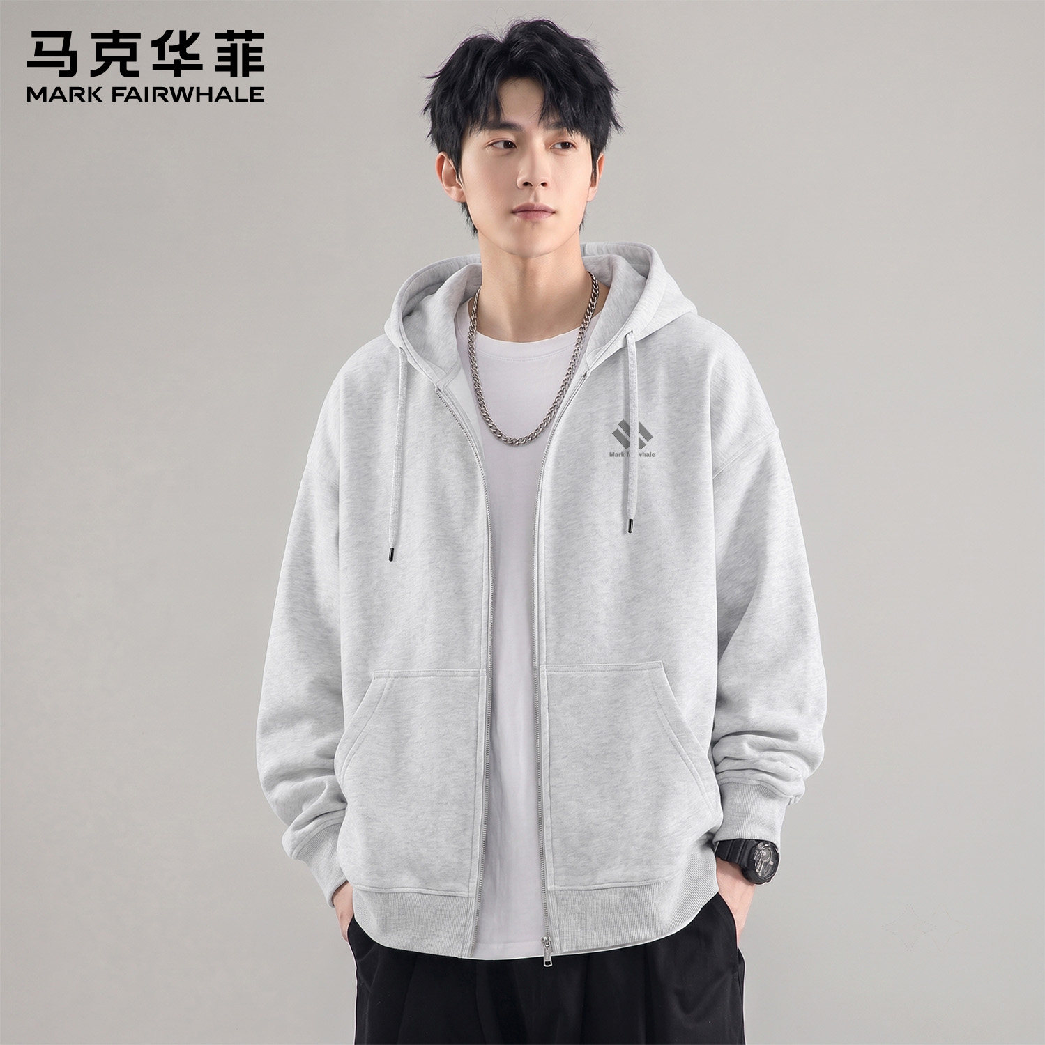 马克华菲新款男士连帽开衫卫衣