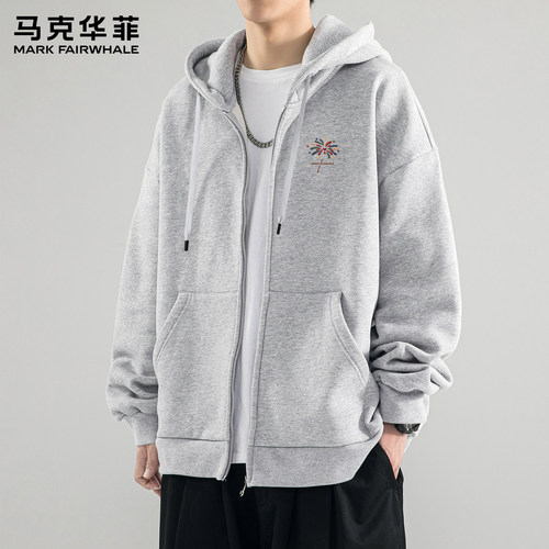 马克华菲秋季连帽开衫卫衣外套男