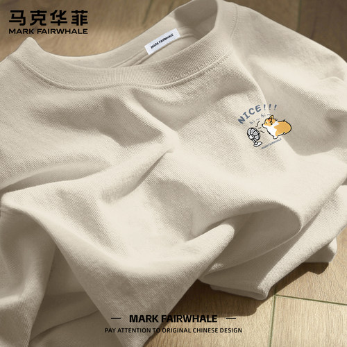 马克华菲纯棉宽松印花短袖T恤男