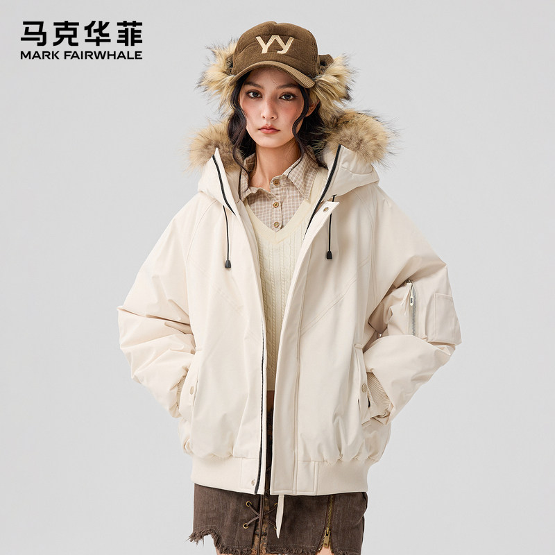 马克华菲男士短款连帽羽绒服2025新款冬季保暖毛领时尚百搭外套,男装,羽绒服,淘宝优惠券,粉丝福利购,淘宝优惠卷