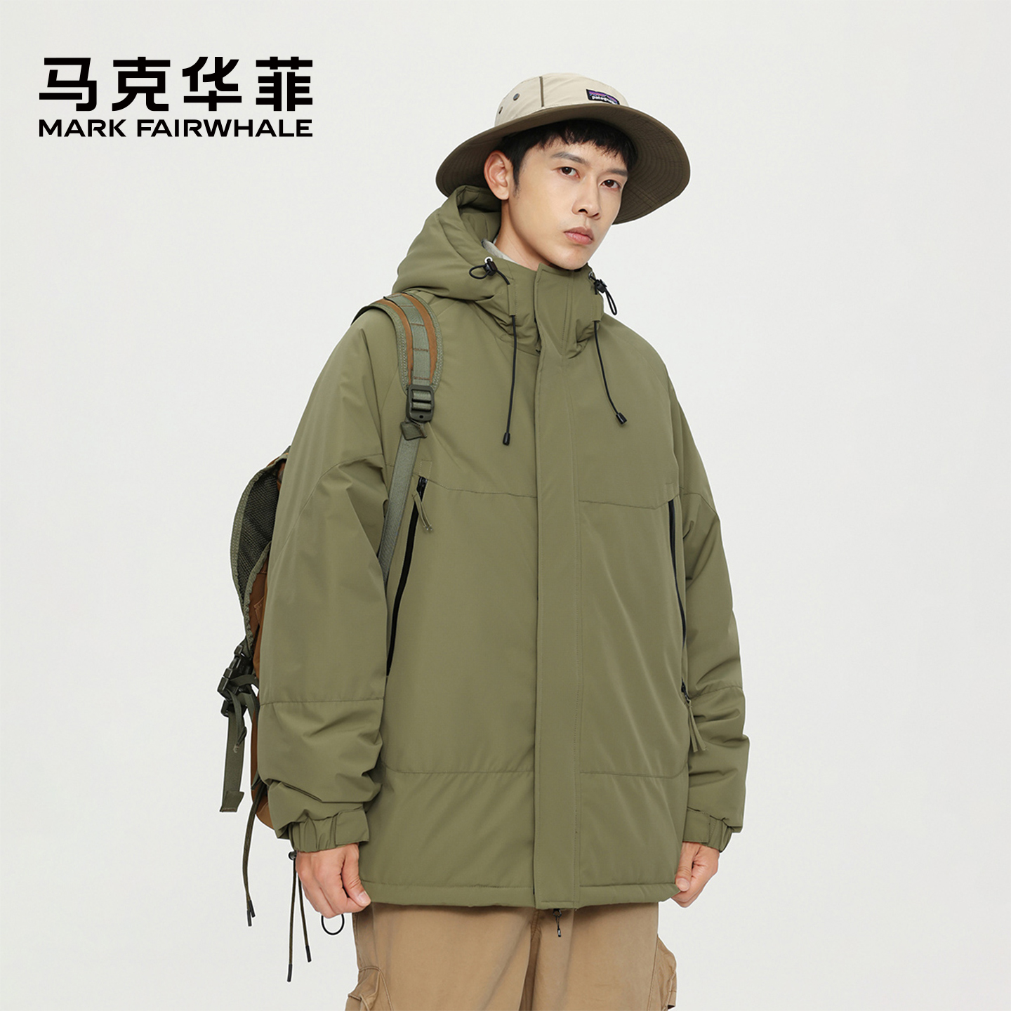 马克华菲户外连帽工装棉衣外套