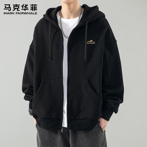 马克华菲秋季连帽开衫卫衣外套男
