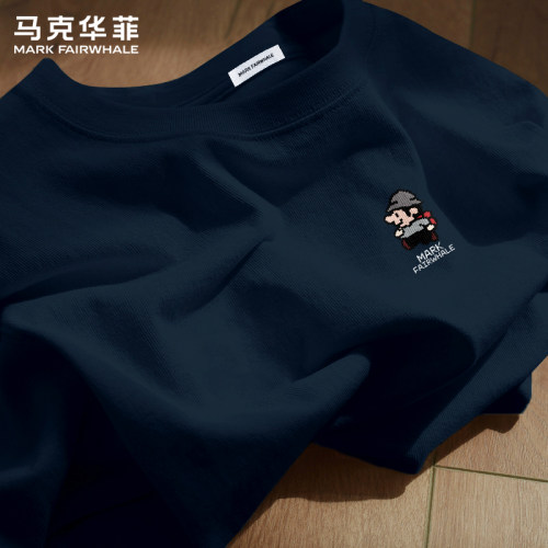 马克华菲纯棉宽松印花短袖T恤男
