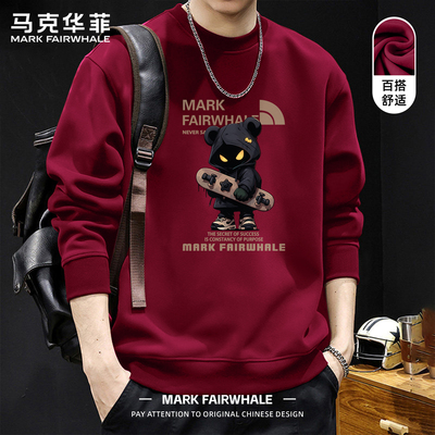 马克华菲春季美式字母宽松卫衣男