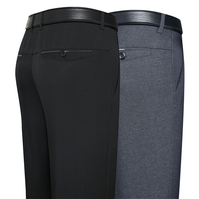 男士休闲裤2025夏季条纹冰丝直筒弹力西裤薄款长裤，男装西裤，星座1712-3