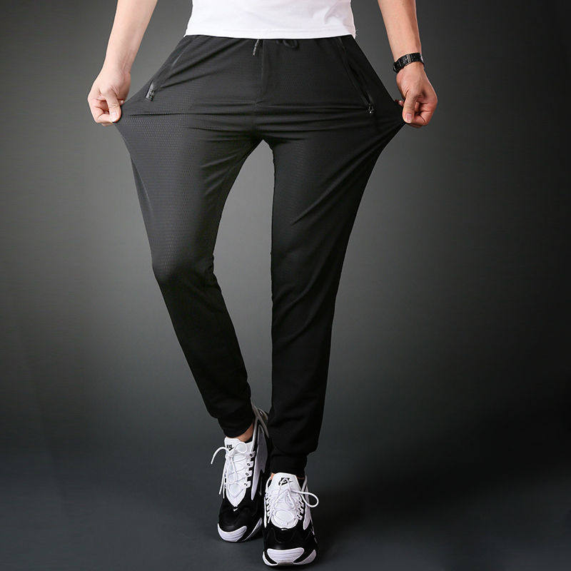 夏季男士冰丝弹力加肥加大码休闲运动裤九分直筒束脚网眼裤男，女装休闲裤，星座1712-3