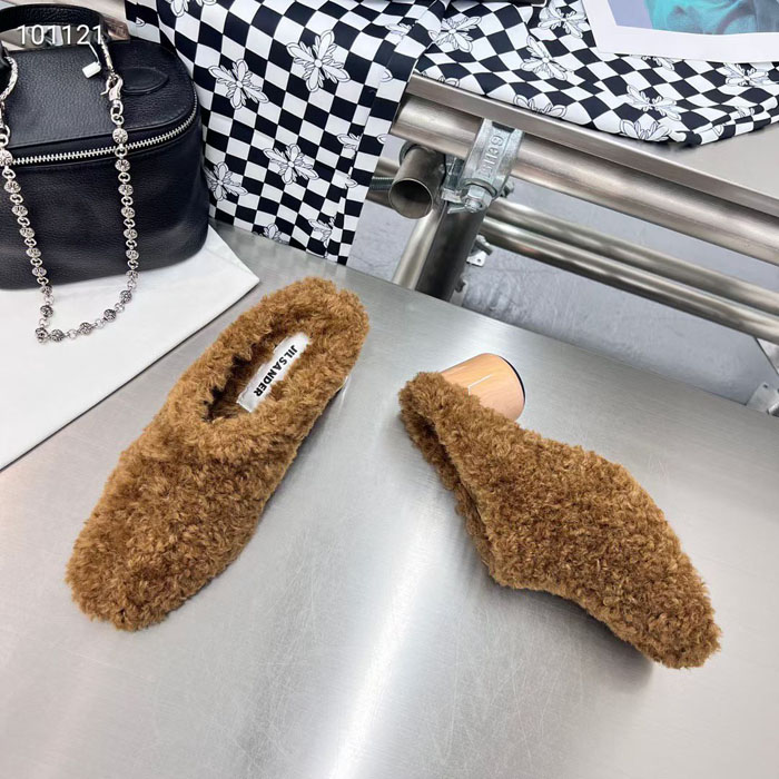 欧美粗跟拖鞋羊羔毛百搭拖鞋女