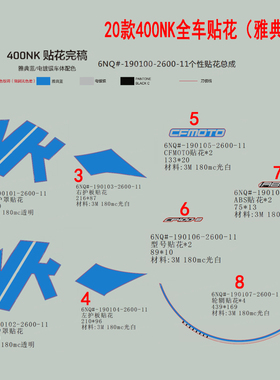 CF春风摩托车原厂配件20款400NK蓝色车全车贴花贴纸护板贴膜