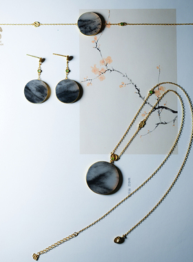 玉见和田玉青花项链耳环手链