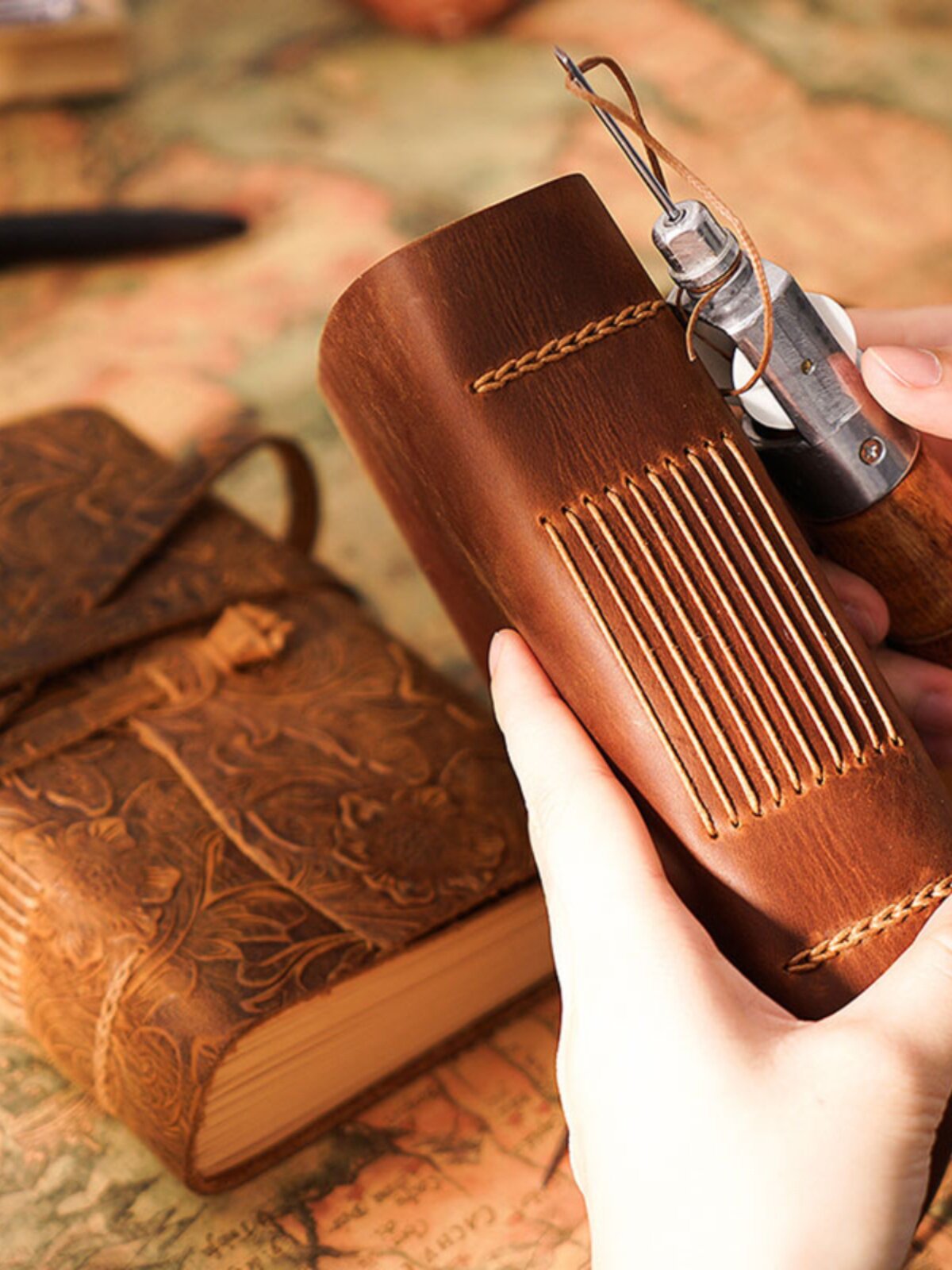 두꺼운 로프 노트 레트로 크래프트 종이 메모장 독서 기록 휴대용 빈 일기 주머니 작은 책