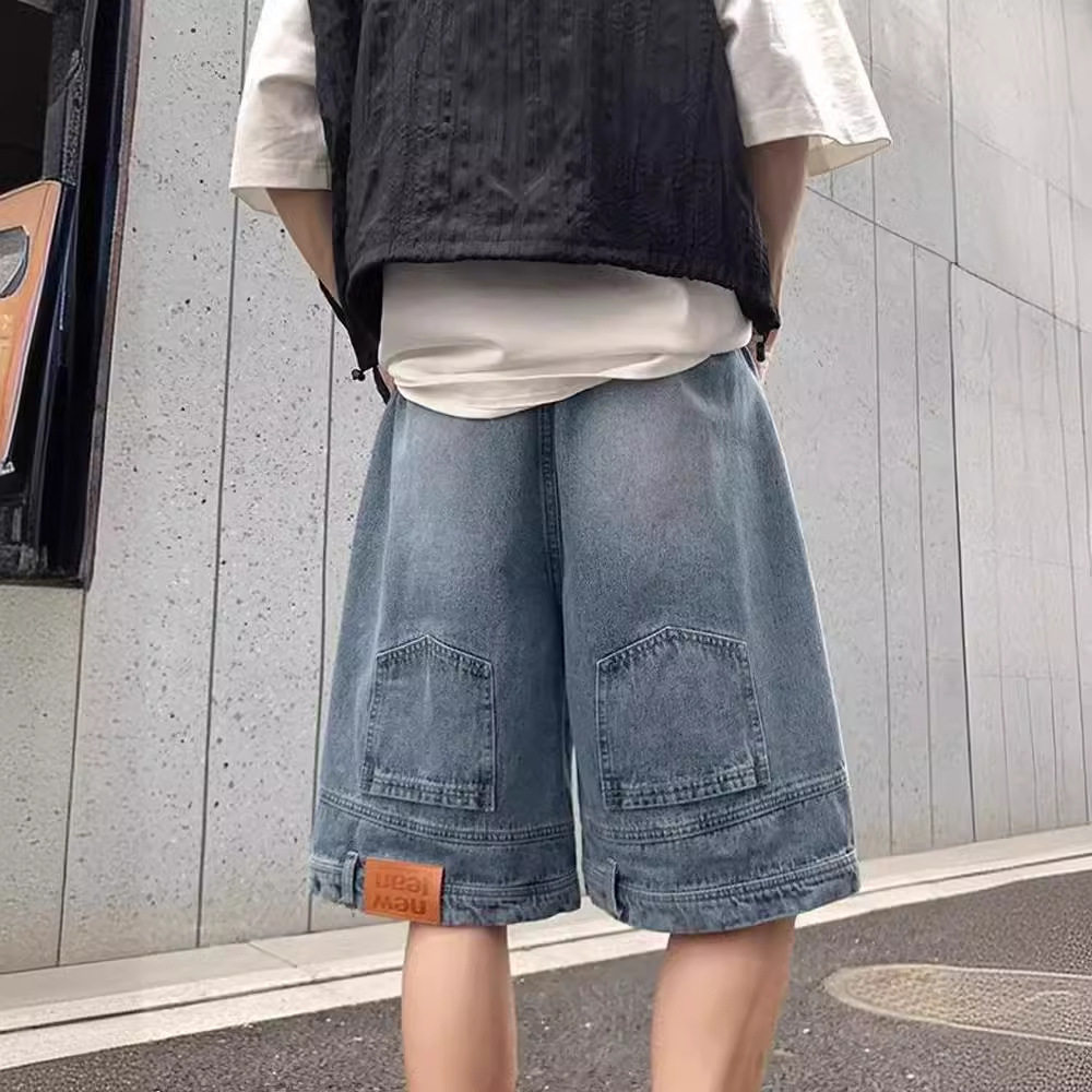 反穿主义牛仔短裤男夏季薄款设计感小众五分裤潮牌美式工装时尚潮