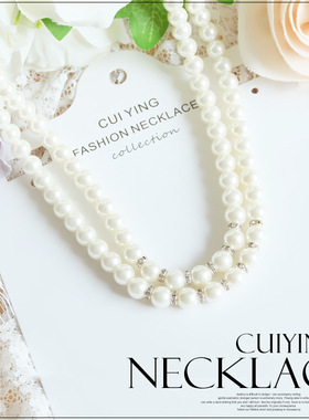 时尚风百搭饰品仿珍珠长项链