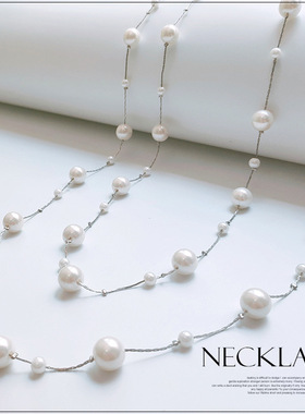 翠盈新品服装配饰时尚韩式百搭挂链饰品仿珍珠挂件项链L040