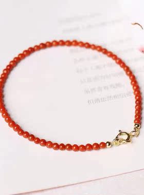 名洋天然南红玛瑙手串 简单款南红手串小清新女款 文玩水晶饰品