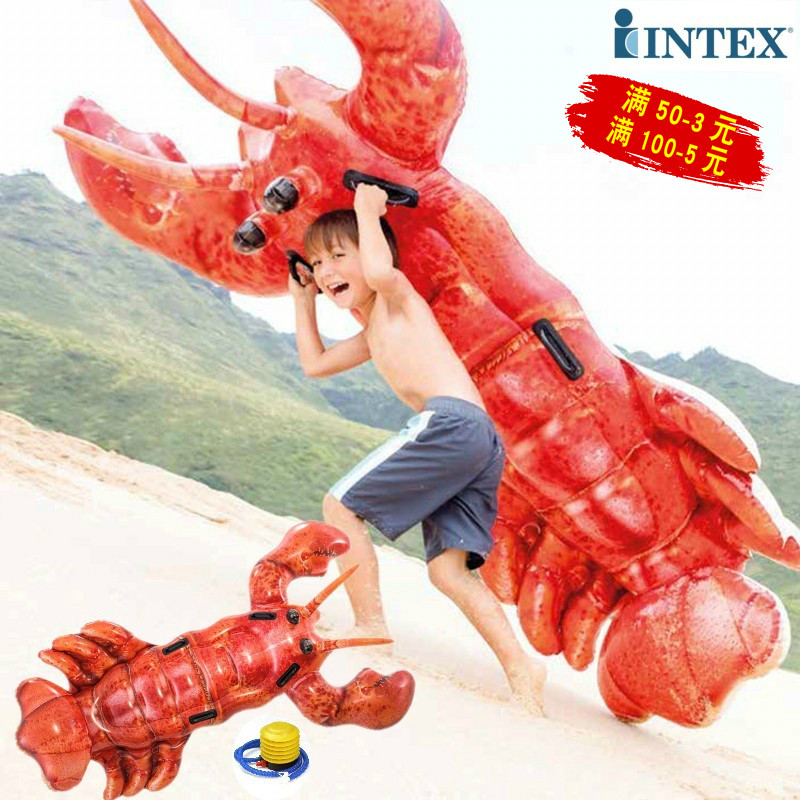 intex加厚大号水上3人充气大龙虾浮排成人戏水卡通动物坐骑摄影玩